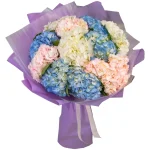 Букет из 11 разноцветных гортензий